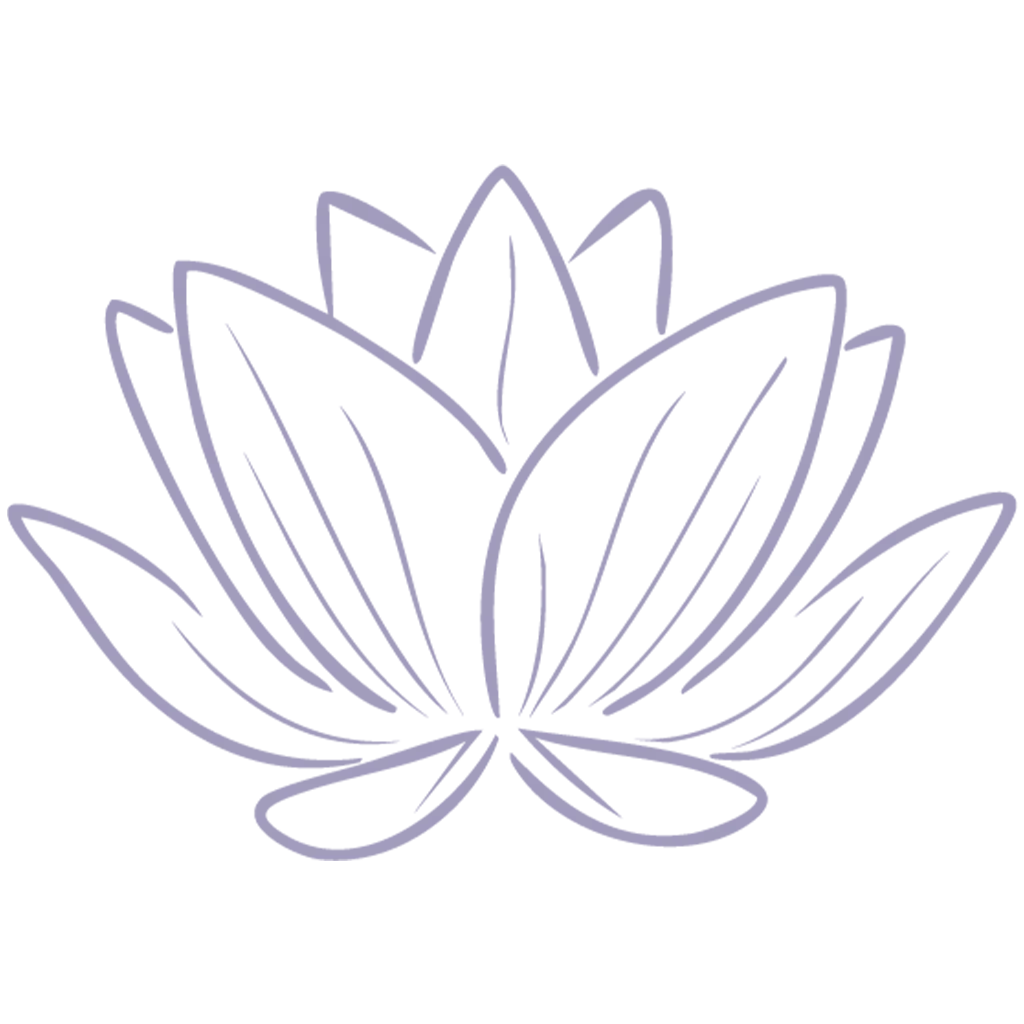 Linienzeichnung einer lila Lotusblume